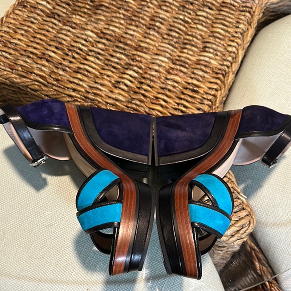 New Botkier New York Paloma Women's Turquoise and Purple Platform Sandals. - Picture 7 of 12